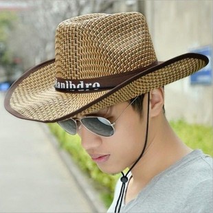 Straw hat men's sunscreen construction site outdoor summer seaside beach western Denim men's sun hat sunshade fishing