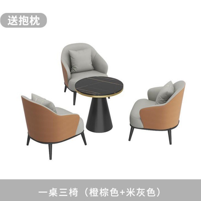Mesa y silla de recepción Oficina de ventas Balcón de hotel de lujo simple Salón de belleza ocio Sofá para una sola reunión image 10