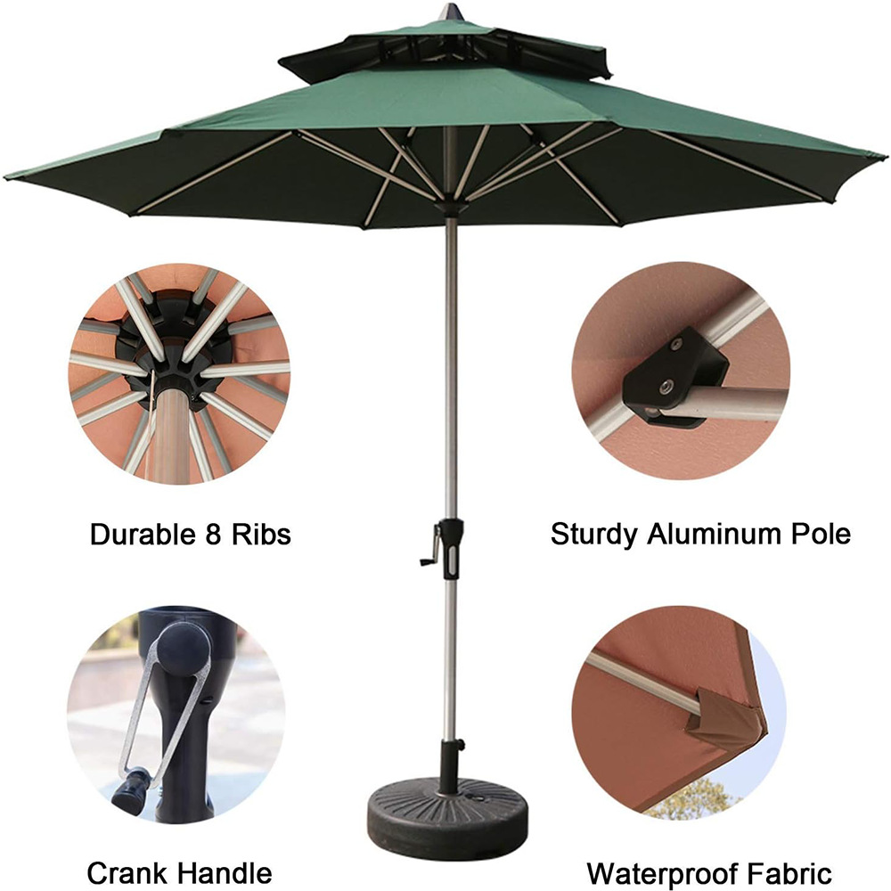 Cross-Border Hand-Cranked Umbrella - Dark Green