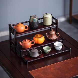 Tea Table Small Ancient Shelf Chinese Solid Wood Tea Cup Holder Tea Table Countertop Tea Ornaments Cup Holder Desktop Tea Set Holder