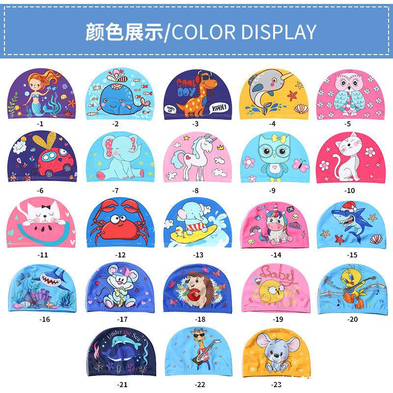 Cross border children bathing cap lovely Cartoon men and women Swimming Cloth cap Child baby Ear Baotou Cloth cap