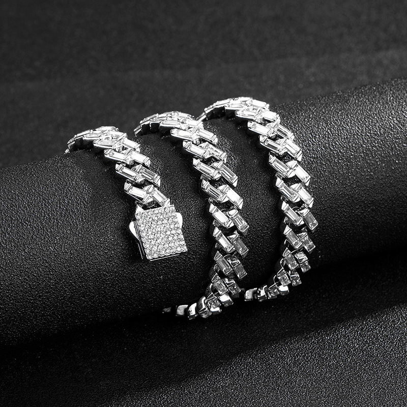Cuban Chain Necklace With Full Diamond Stones Hip Hop Style_voghion.com