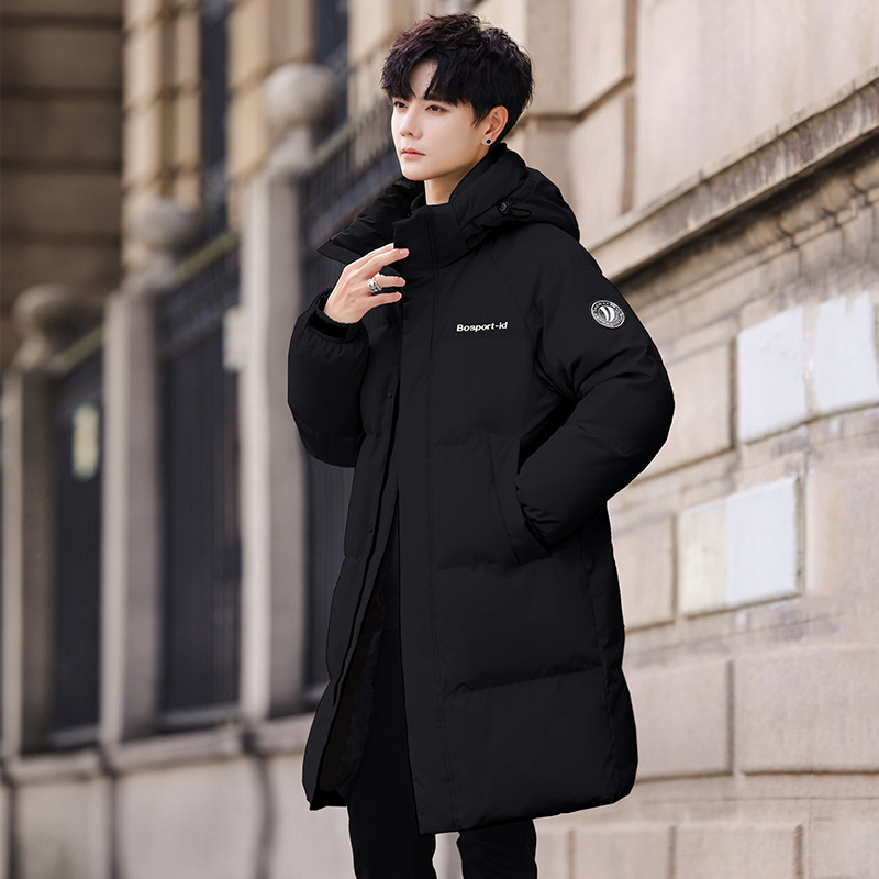 Authentic down Jacket Men's Mid-Length 2025 Winter New Fashion Slimming Look Thickeneded Warm White Duck down Hooded Jacket