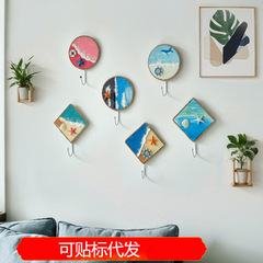地中海風の彩り絵のフック、クリエイティブな壁飾り、玄関飾り、細かい砂の質感の彩り絵壁飾り