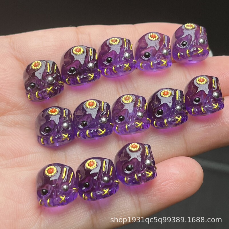 Natural Amethyst Handmade Inlay Beads, Buddhist Prayer Beads Accessories, Spacer Beads, and Decorative Ornaments