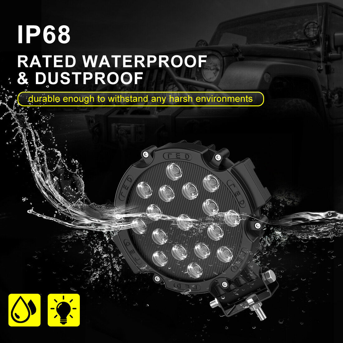 Transfronterizos para automóviles luces de trabajo LED 51W / 17LED blanco redondo cruzado faro 7 pulgadas