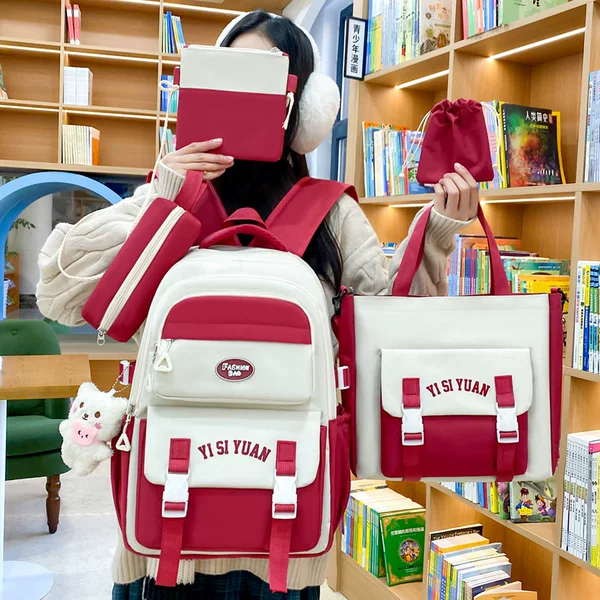 High-Looking Schoolbags for Girls, Korean Style Campus Style, Fashionable and Versatile Backpacks, Weight-Reducing, Spine-Protecting, Large-Capacity, Lightweight Backpacks
