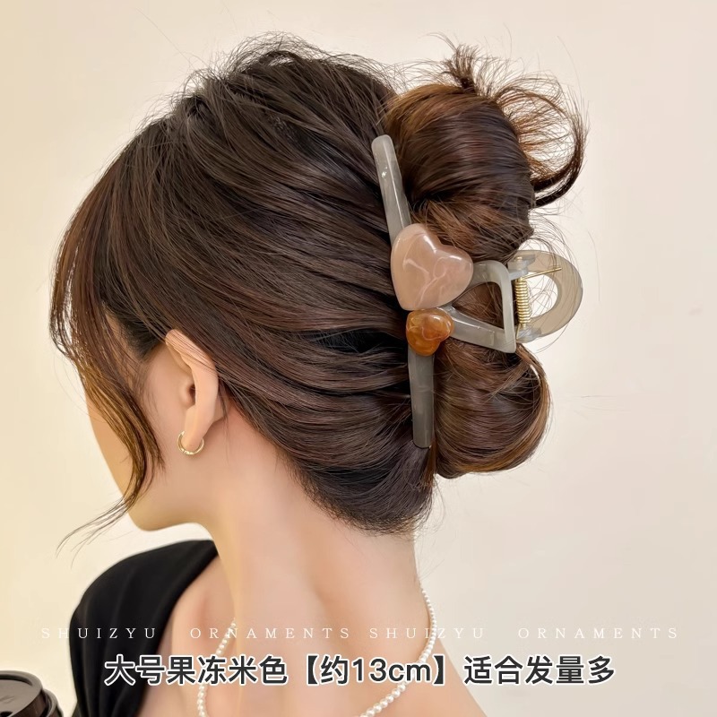 Acrílico grande, pinza de amor, pinza para el cabello, parte posterior de la cabeza femenina, pinza de tiburón, horquilla, pinza para el cabello, tocado, primavera y verano