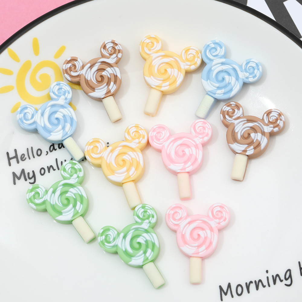 Macaron color oso Lollipop resina accesorios DIY crema pegamento teléfono caso accesorios para el cabello parche hecho a mano al por mayor