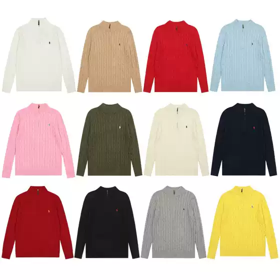 Imported Ruffle Sweater with Unicorn Embroidery and Half Zip - Knitted Braided Trim, Casual Unisex Solid Color Fashion Top