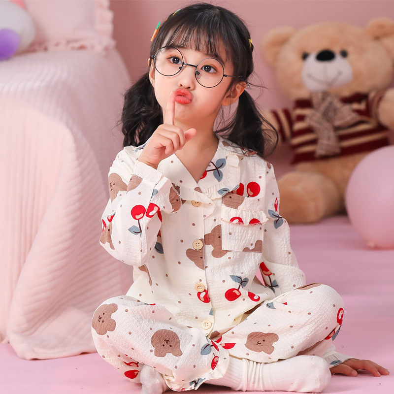 Pijama de niñas de manga larga primavera y otoño espuma ropa casual infantil princesa niña tesoro set de ropa para el hogar