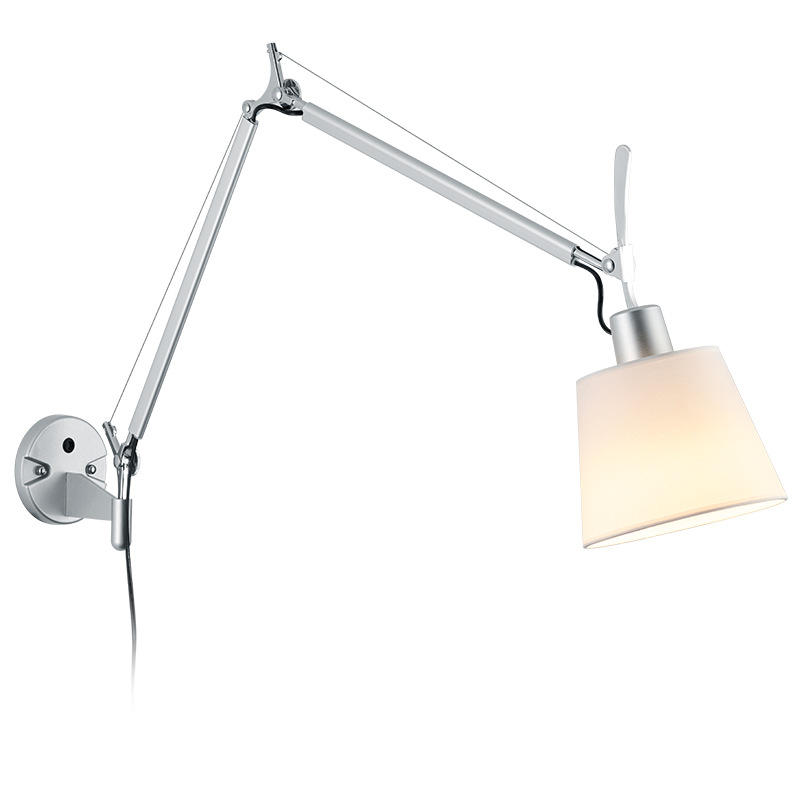 Gujia lámpara de pared de cabezal de cama simple estudio moderno diseño telescópico brazo oscilante creativo sala de estar lectura lámpara de protección de ojos 194L