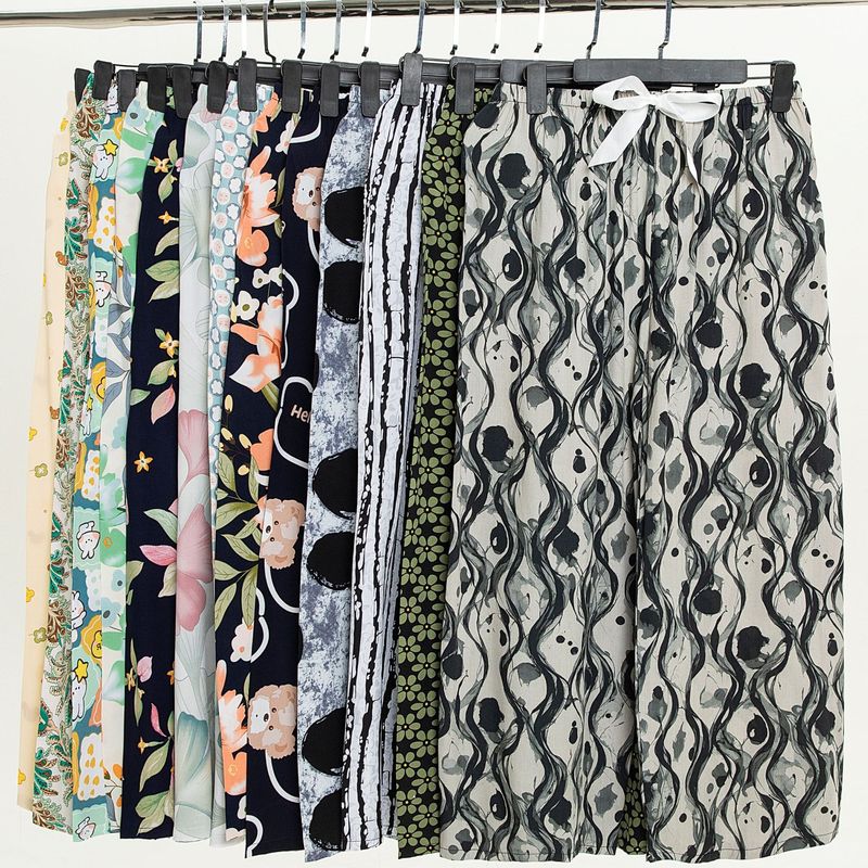 Cotton silk pajama pants women's spring and summer artificial cotton beach pants can be worn outside plus size cotton silk home wear cropped pants Cotton silk pajama pants women's spring and summer artificial cotton beach pants can be worn outside plus size cotton silk home wear cropped pants