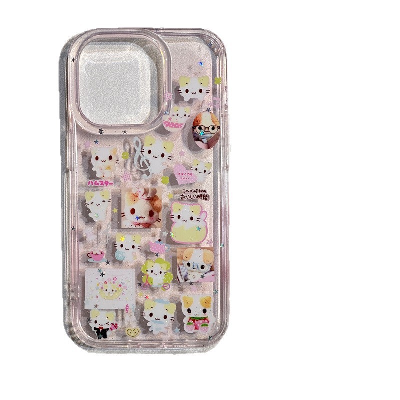 iPhone16 Apple 15ProMax/14/13 携帯電話ケースに適した半透明のマシュマロ猫チェーン|undefined