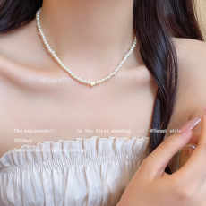 high-grade rhinestone square sugar pearl necklace for women light luxury minority elegant beaded clavicle chain internet celebrity same style ornament Specification drawing