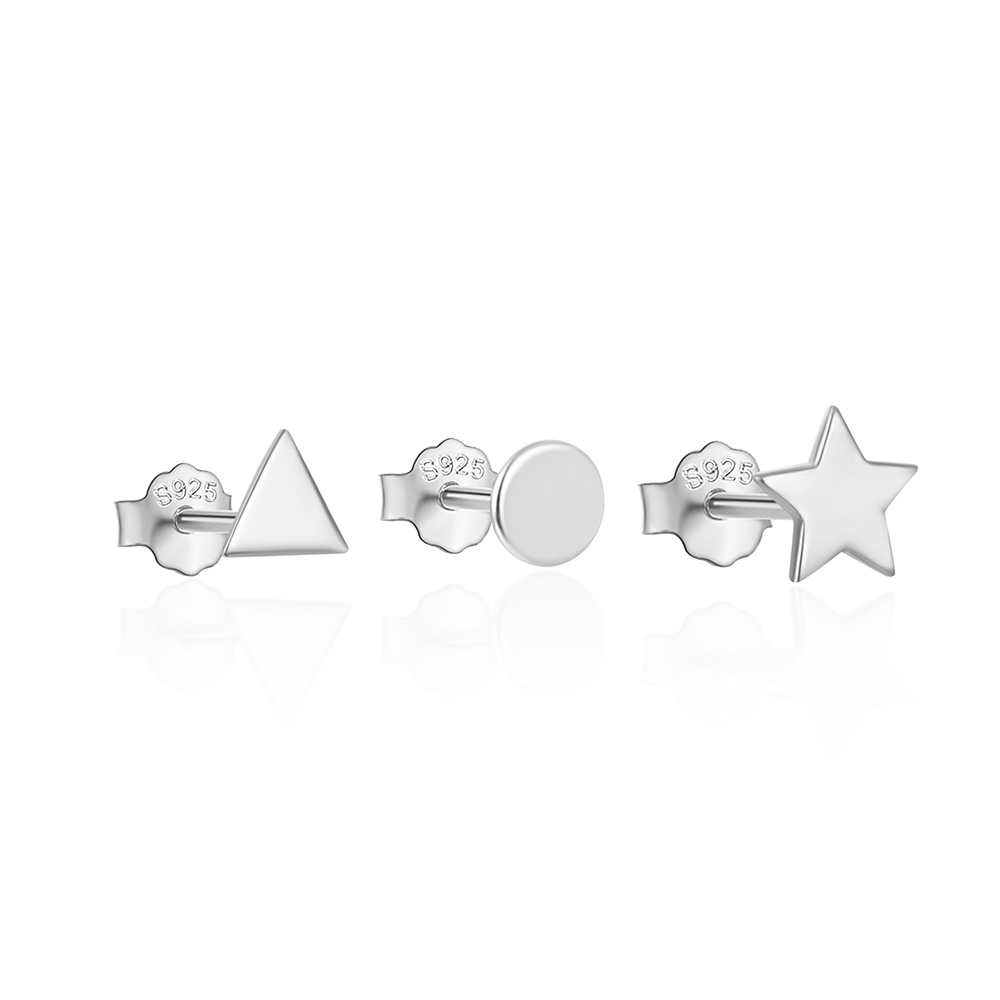 3g Weight Ear Studs Classification 1 Set Quantity Daily Occasion 925 Sterling Silver Material Star, Butterfly Pattern Women's Gender Plating Design Simple Style Style 1 Set 925 Sterling Silver Star Butterfly Ear Studs 111