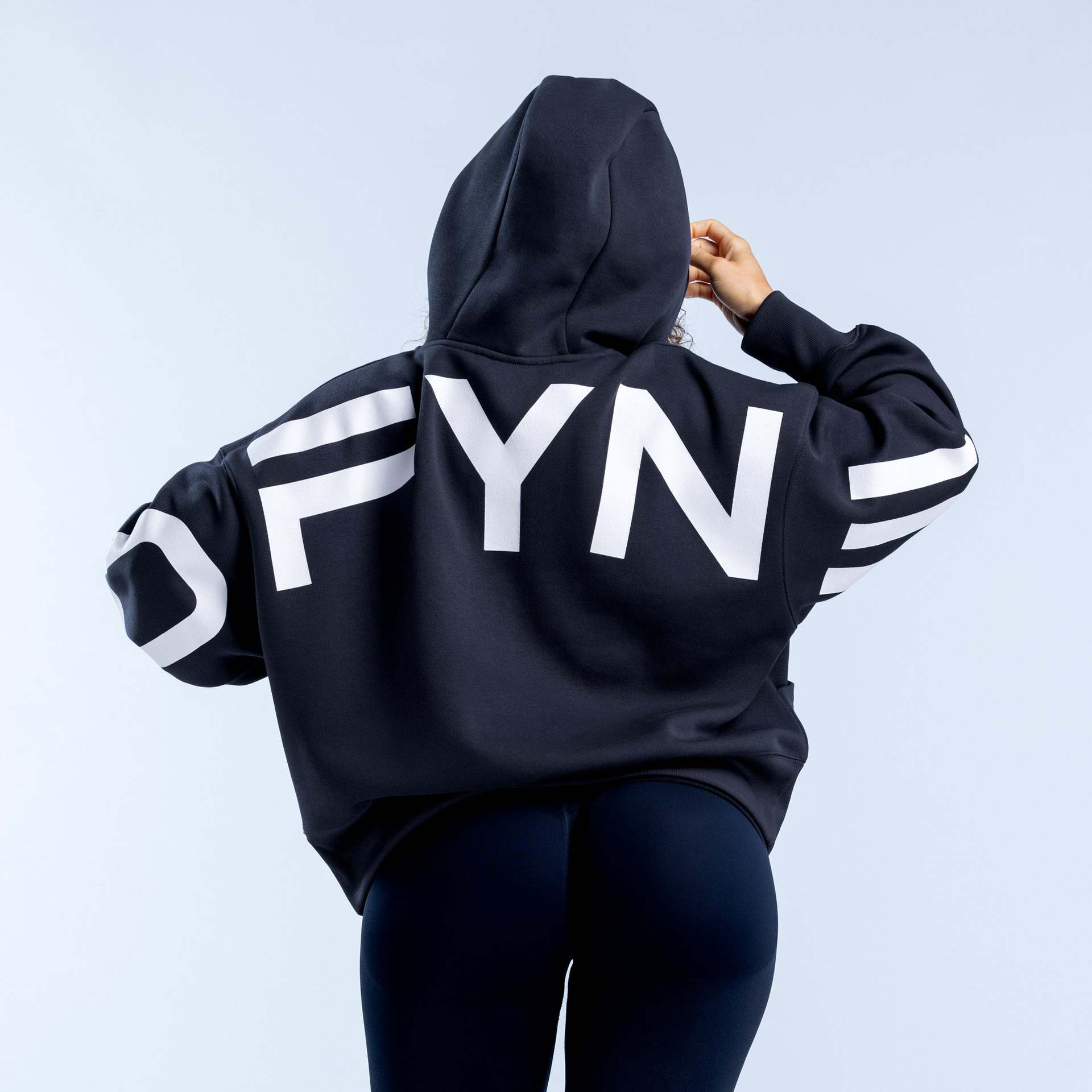 American-Style Loose Large Logo Print Sweatshirt with Dropped Shoulders, Casual Sports Hoodie with Front Pockets, Fleece-Lined, and Drawstring Fitness Wear