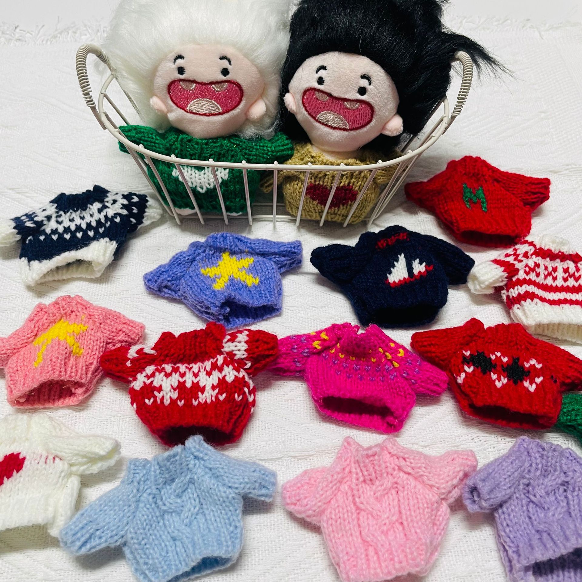 10cm娃衣明星娃娃海星体掌门狗西高地衣服毛线针织娃娃配件迷你