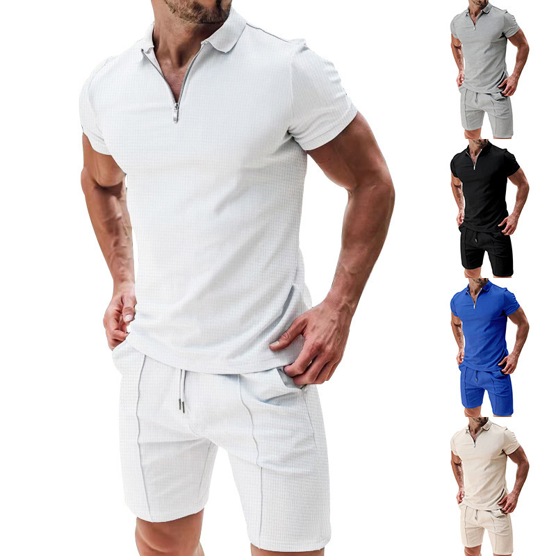 455g Weight Short Sleeve Sleeve Length Polyester Fabric Type Shorts Sets Sets Type 2 Pieces Set Quantity Casual, Daily, Sports Occasion Turndown Neckline Regular Fit Fit Type Solid Color Pattern Summer Season Men's Gender Basic Style Men's Solid Color Basic Turndown Short Sleeve Regular Fit Men's Sets 2