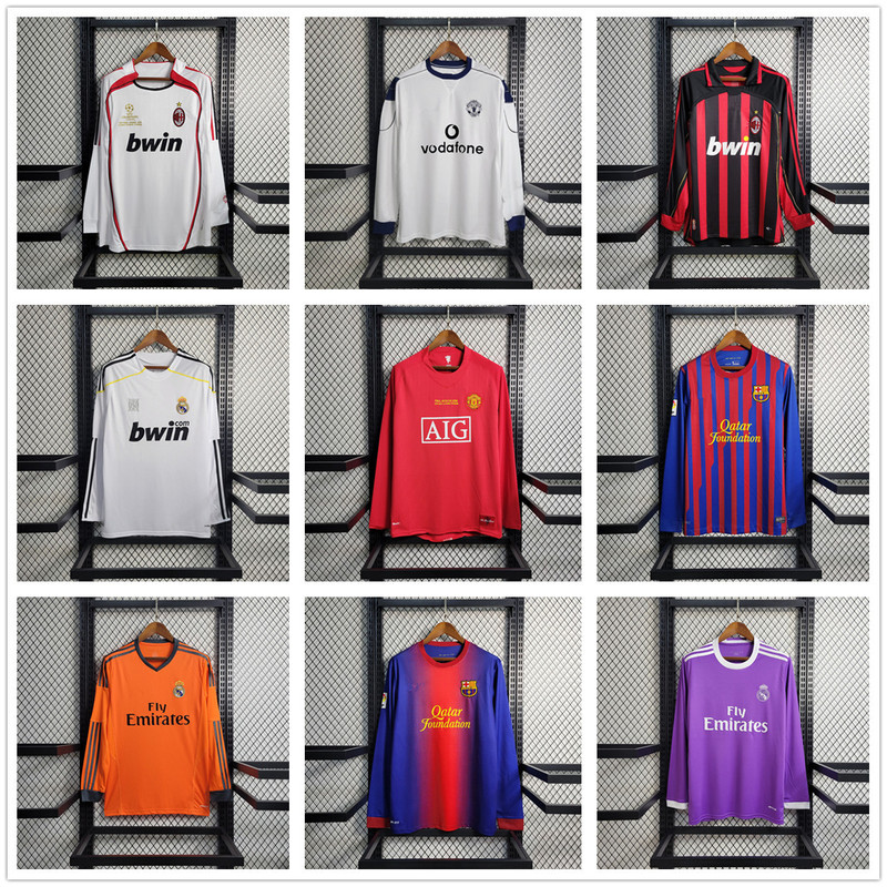 Retro Long Sleeve Thai Jersey Real Madrid Barca LAC Lisbon Roma Arsenal Football Jacket Thai Top