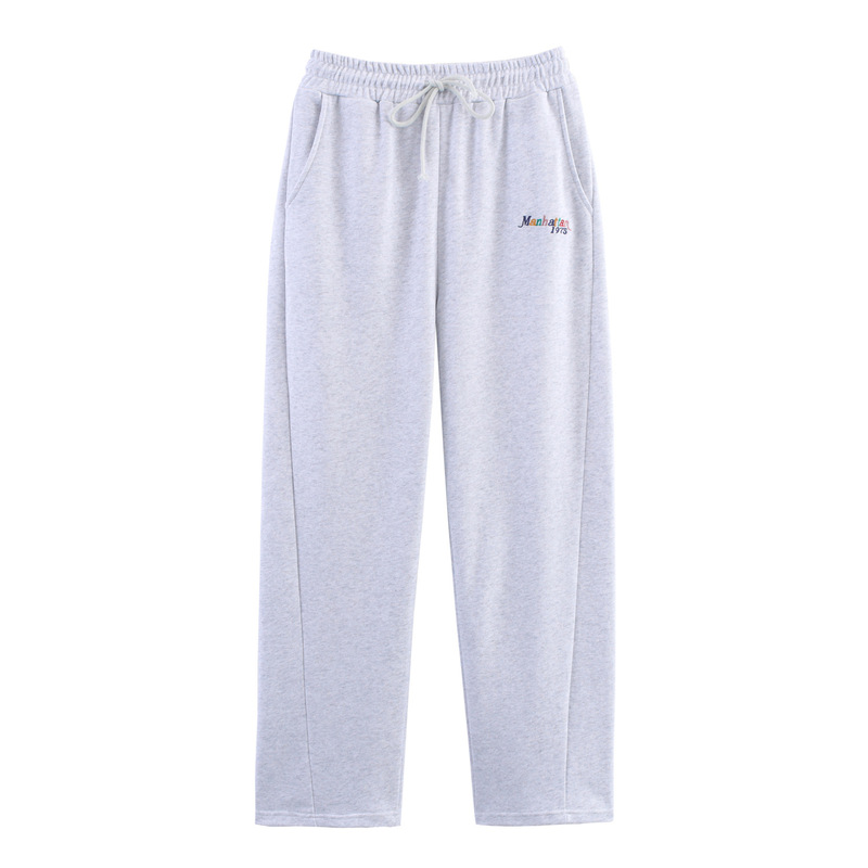 2025 Autumn Casual Women's Letter Embroidery College Style Elastic Waist Loose Sweatpants Stretch Jogging Trousers
