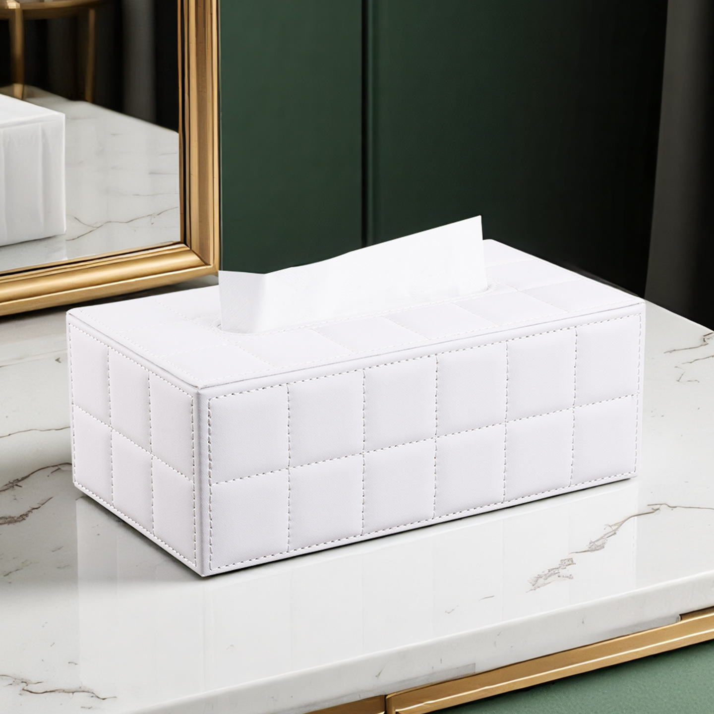 Caja de pañuelos de lujo ligero, mesa de centro de sala de estar, caja de dibujo de papel de cuero de escritorio de alta gama, caja de dibujo de alto valor para restaurantes de hotel en casa