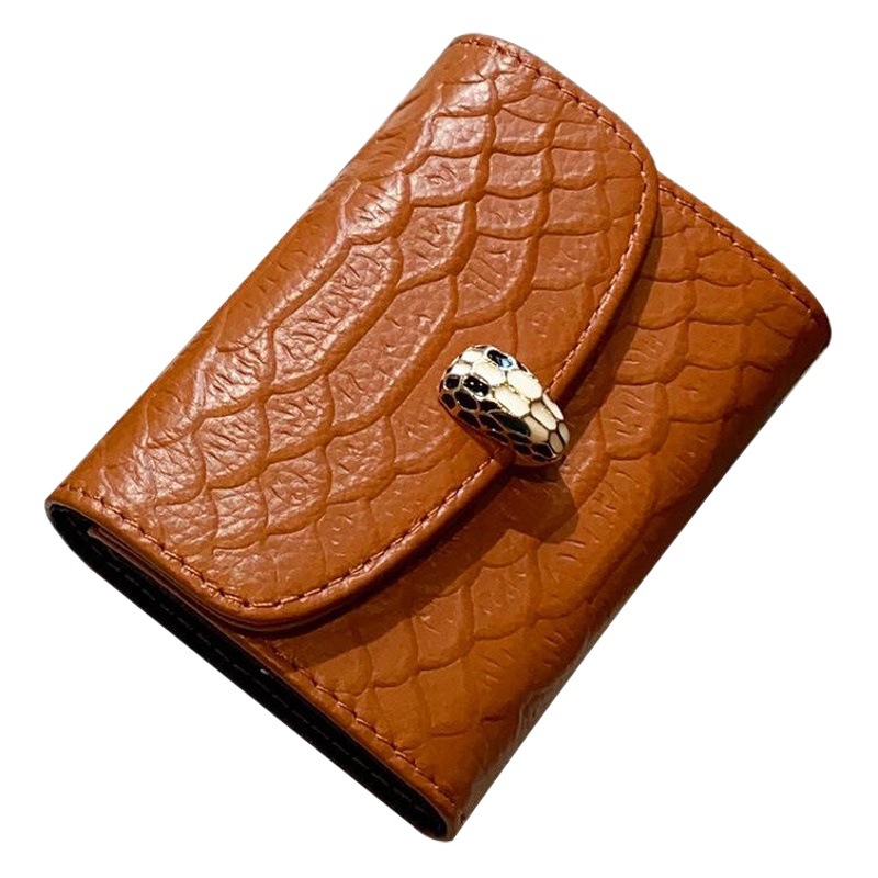 Genuine Leather Organ Card Bag Women's Ultra-thin Simple Serpentine Leather Compact Card Holder Korean-style Anti-degaussing Multi-card Card Bag