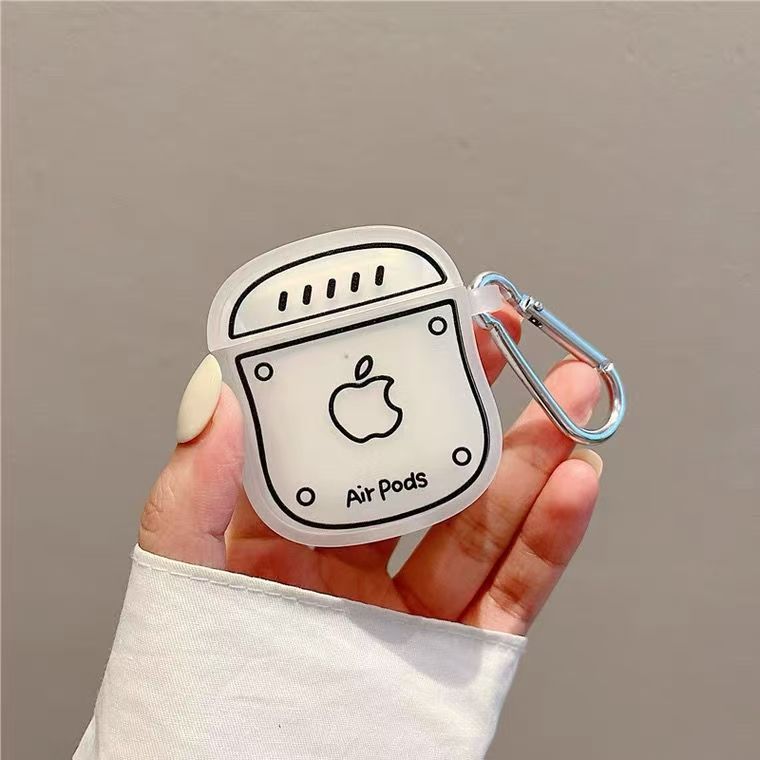 Línea de parodia minimalista LOGO Apple Airpods Pro3 cubierta de auriculares Bluetooth 1 / 2 / 3 generación caja suave a prueba de caídas