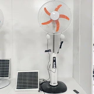 跨境18寸solar fan太阳能充电风扇12V定时遥控户外续航带灯工厂直
