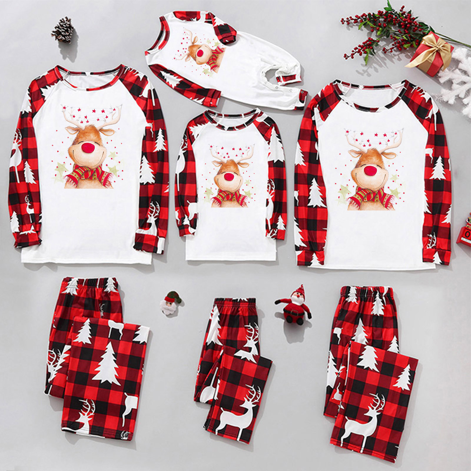 Casual Christmas Tree Polyester Pants Sets Casual Pants Blouse Family Matching Outfits display picture 1