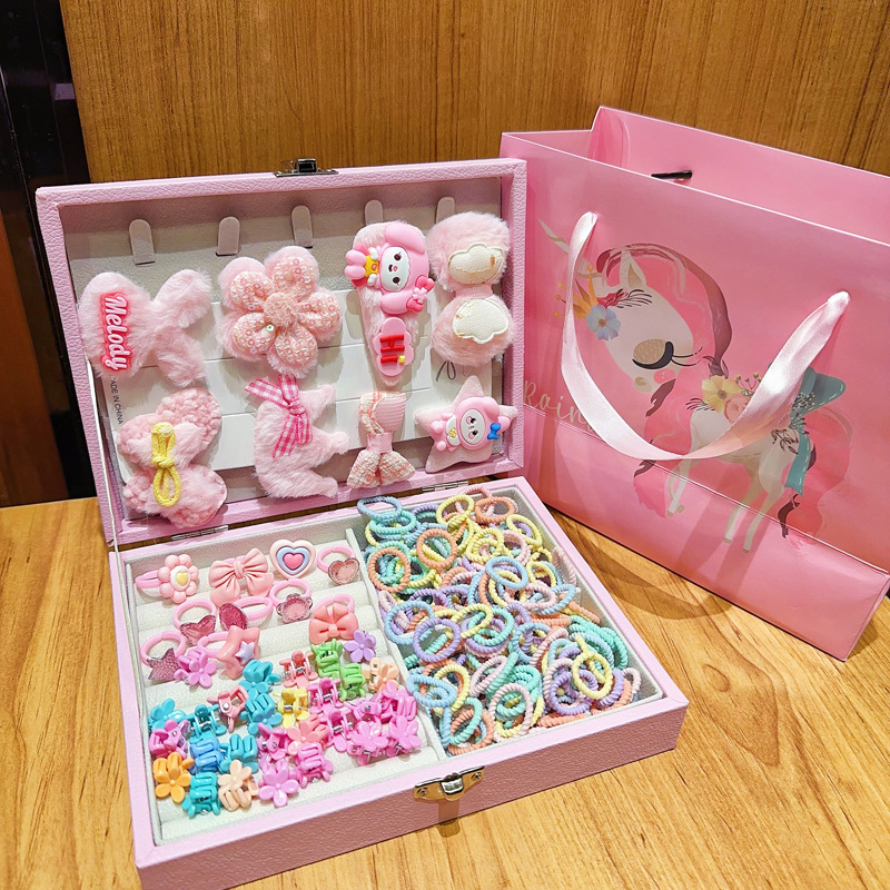 Caja de regalo para niños Jewelry Set linda niña pequeña regalo de cumpleaños princesa cabello cabello cuerda caja de joyería de alta gama