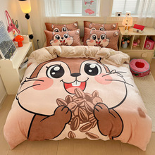 冬季牛奶绒四件套加厚高克重卡通大版四件套法莱绒三件套宿舍单人