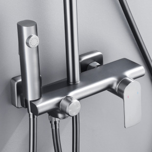 Household gun gray shower head suit bathroom bath copper supercharged hot and cold four-gear shower