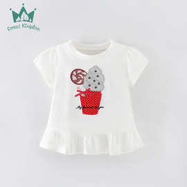 女童上衣女童T恤夏季女童短袖T恤儿童圆领上衣欧美风童装上衣25款