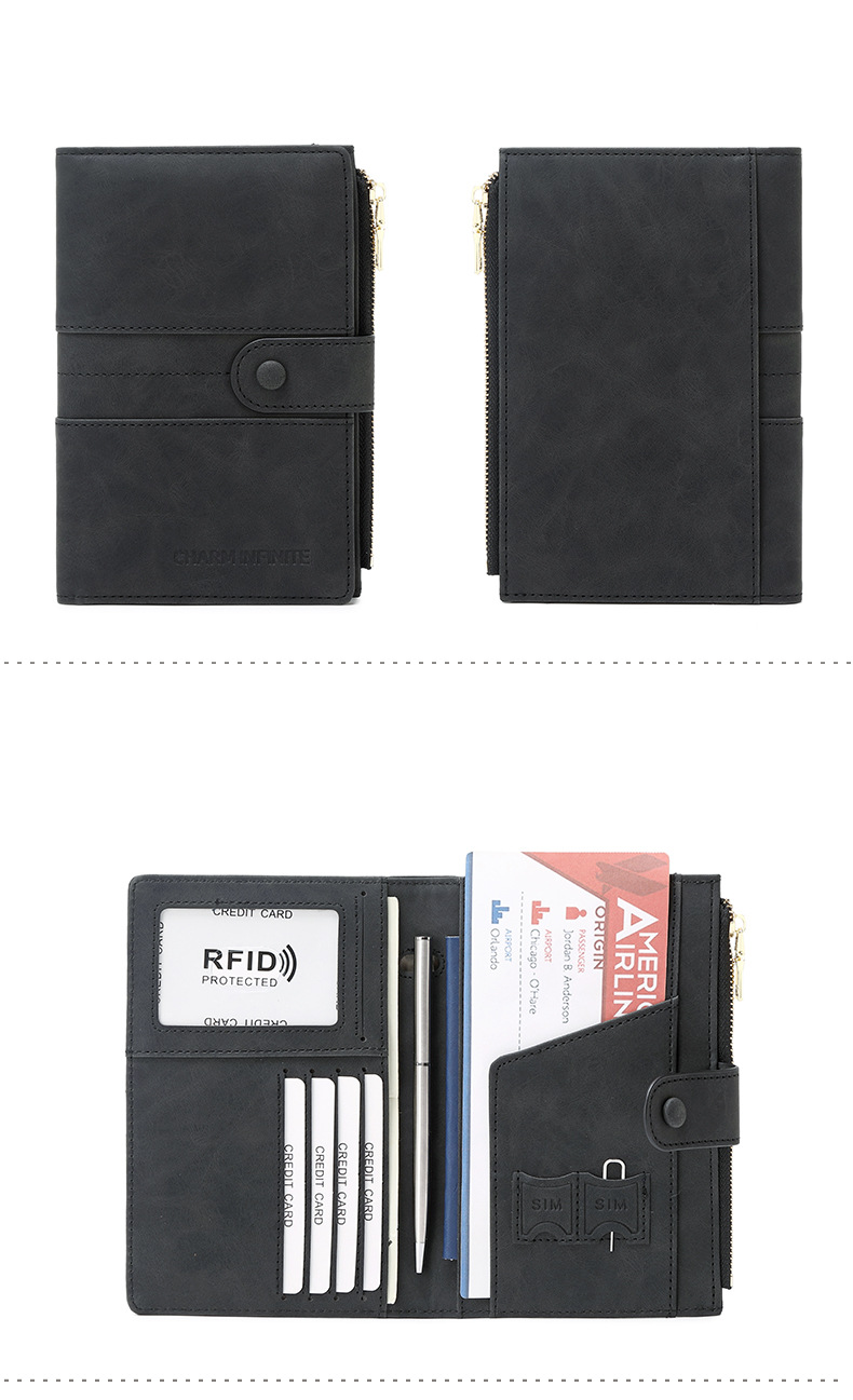 New Anti-theft Brush RFID Passport Clip Zipper Buckle Passport Cover Document Clip Multifunctional Travel Passport Bag_voghion.com