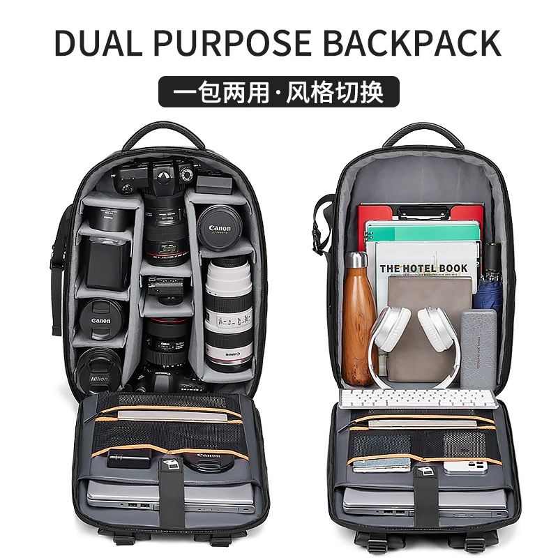 Camera bag, capacious waterproof bag, backpack, professional equipment bag, worn on the shoulder