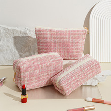 金丝包气质小香风化妆包便携大容量格子手拿包时尚零钱包洗漱包袋