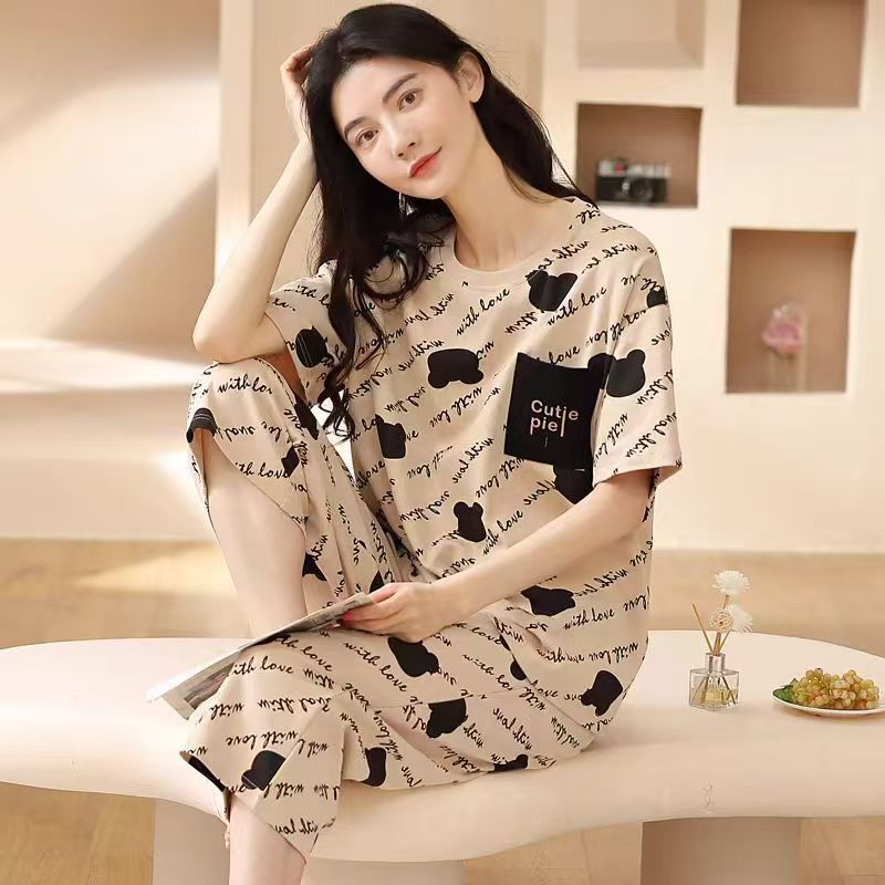 5XL Plus Size Pajamas Set for Women Summer 2025 New Short-Sleeved Cropped Pants Can Be Worn Outside Thin Home Clothes