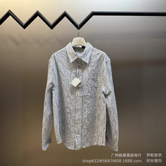高バージョン Luojia 25 新しいストライプ波状テクスチャ長袖シャツルーズで多用途な男性と女性の長袖ラペル