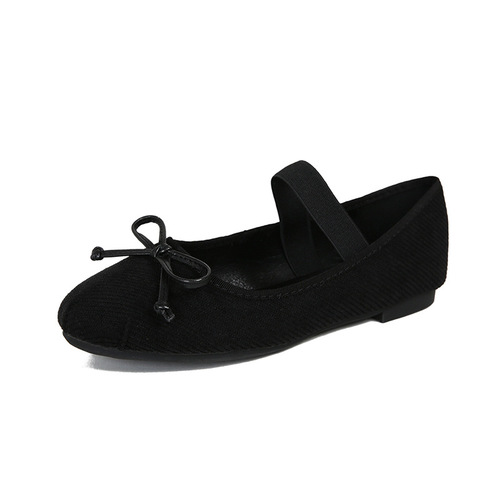 666-8 [Huidong Yixinda] Miu-style girl_Bow elastic band flat ballet shoes women's singles shoes