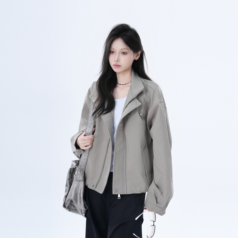 【坐吃山空】美式复古潮牌工装夹克女秋季宽松设计感小众廊形外套|undefined