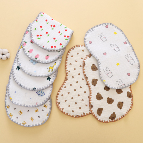 Infant Cloud Sheet Pillow, 10 Layers of 100% Cotton Gauze, Newborn Baby Pillow Case, Cartoon Anti-Spitting Up Children Absorbent Low Pillow