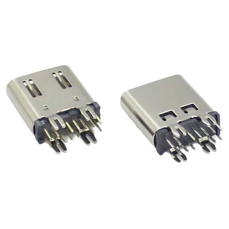 TYPE-C 14P гнездо женское вертикальное прямое, 180 градусов, 9.3/10.0/10.5 с креплением-гарпуном, USB-разъем