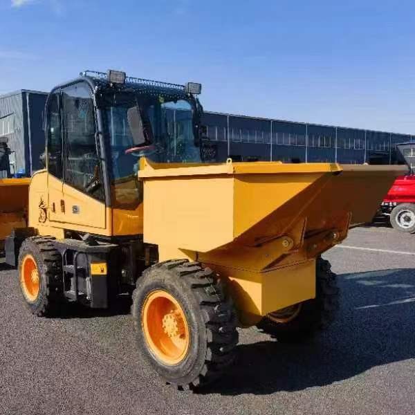 3吨前卸式带棚工程翻斗车 电启动 液压式四驱农用蹦蹦车