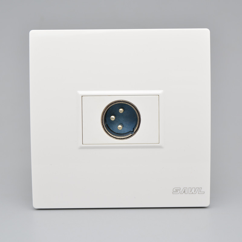 公卡侬话筒面板86型三芯话筒音频插座拧螺丝免焊接墙壁多媒体面板