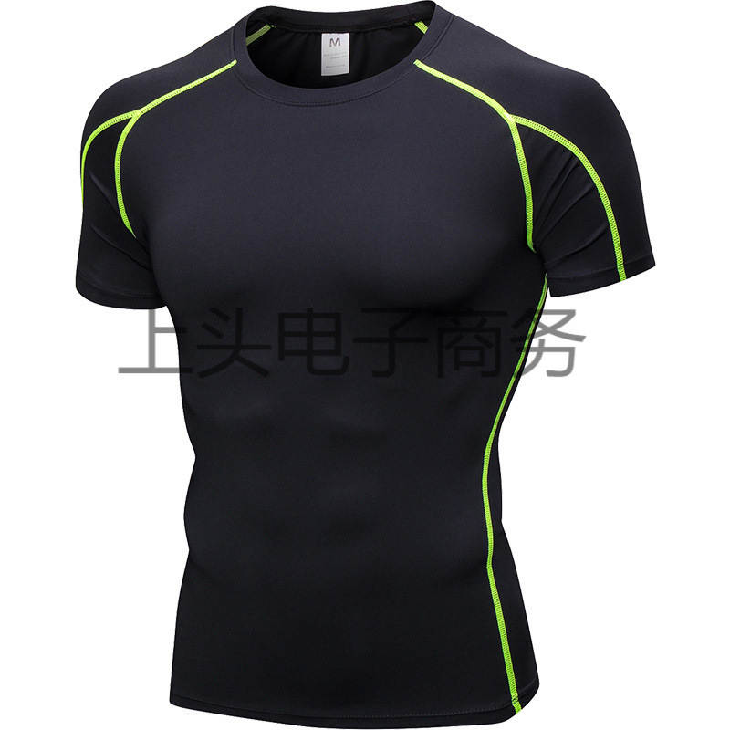 Factory Direct Supply Men's PRO Tight Short-sleeved Fitness Sports Running Training Clothes Elastic Quick-drying Clothes Short-sleeved T-shirt