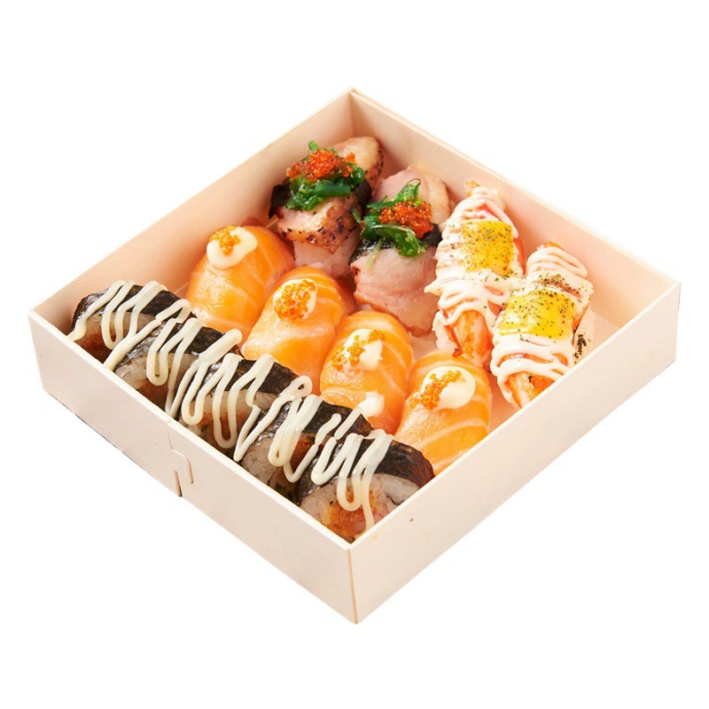 Суши Кулинария Деревянная Коробка Выпечка Прямоугольная Фруктовый Салат Упаковка Пищевая Обеденная Коробка Японский Сыр Бенто На Вынос