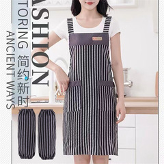 純棉透氣家用廚房圍裙秋季新款背帶圍腰北歐簡約女時尚做飯工作服
