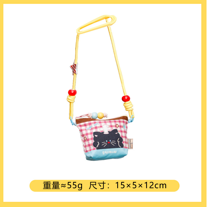 Брикеты с большой головкой в розовую сетку, черная кошка, толстая клетчатая ткань, мини-портативная сумка для хранения