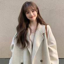 感毛呢外套女2025新款秋冬季小个子韩版中长款呢子大衣加厚潮氨纶